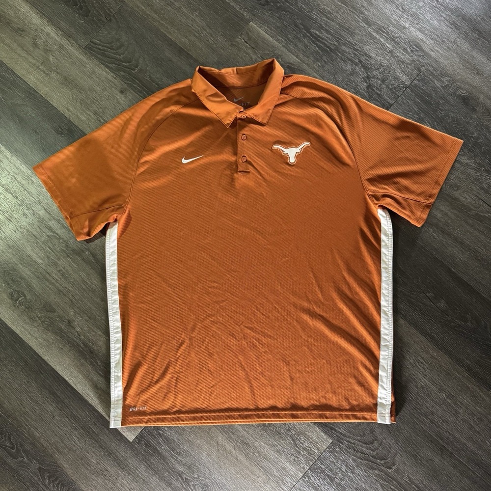 Nike Dri Fit Texas Longhorns Polo Shirt Mens 2XL Embroidered Logo Short Sleeve